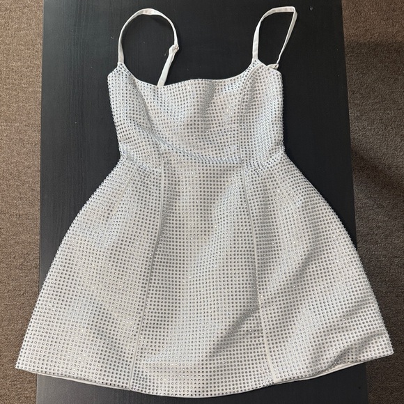 babyboo Dresses & Skirts - White Textured Spaghetti Strap Mini Dress